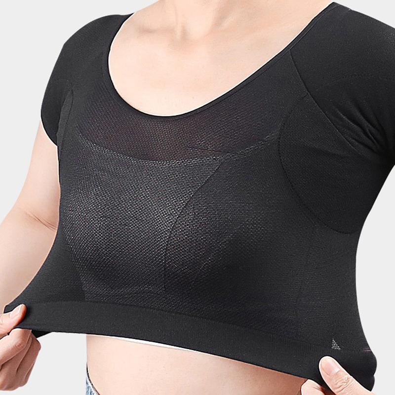 Chaleco Absorbe Sudoración Axilas Malla Secado Rápido Forma Camiseta Transpirable Absorción de Sudoración Manchas Anti-Sudor Seda de Leche