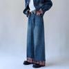 American Fashion Plaid Lapel Denim Jacket & Men's Retro Jeans Two-Piece Suit