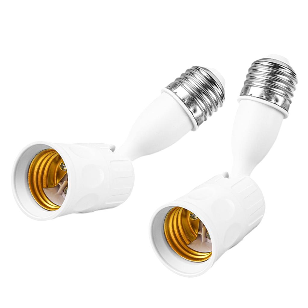 2Pieces E27 Male To Female Lights Bulb Adapter With 180 Degree Flexibility For Illumination Positioning