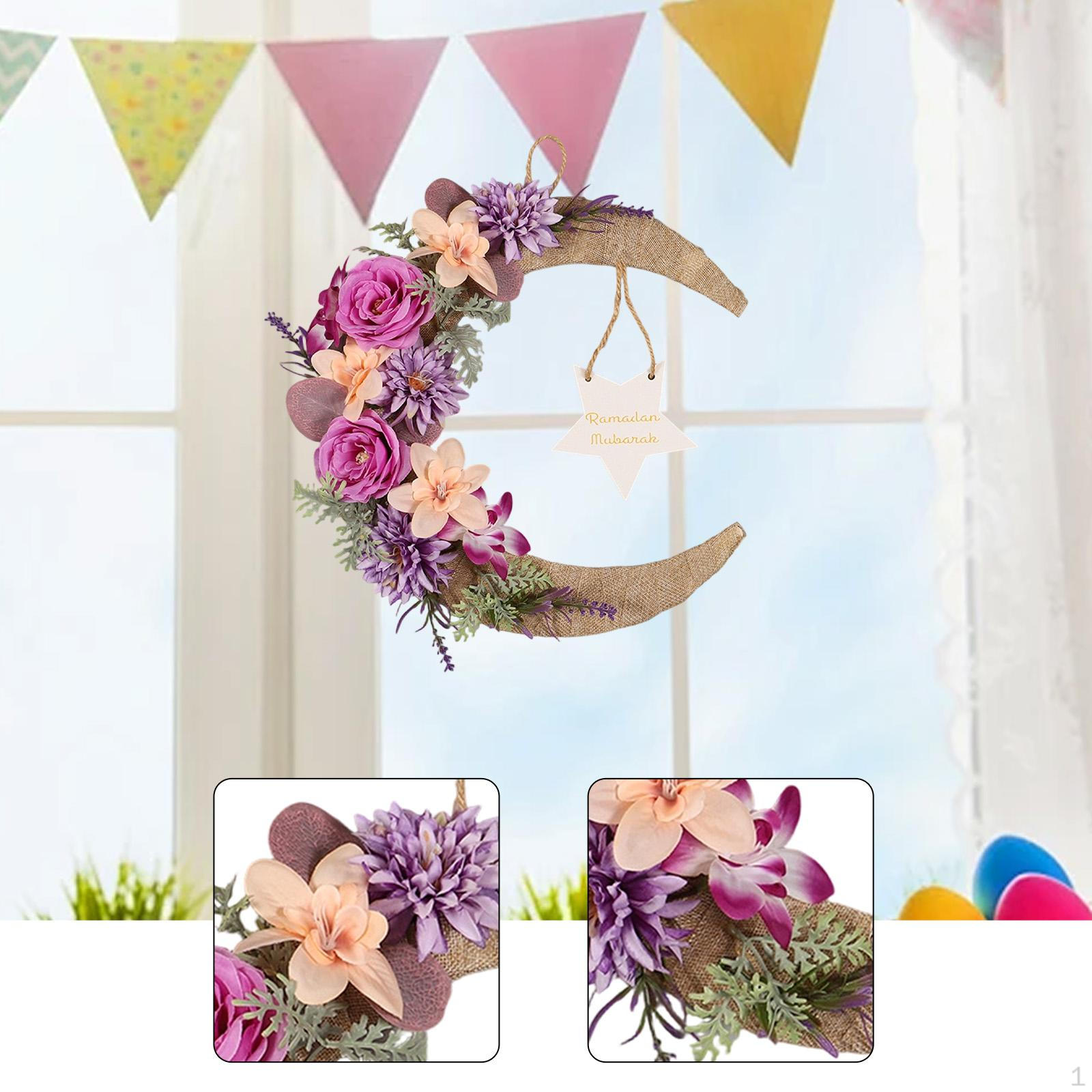 

Eid Ramadan Mubarak Wreath Door Hanger, Decorative Spring Summer Wreath, Decoration for S