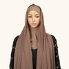 New Chiffon Hijab With Matching Undercap Over Neck Women Scarf Shawl Underscarf Jersey Inner Caps Muslim Hijabs 2pcs One Set