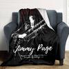 1 szt. Led Zeppelin Jimmy Page Miękki flanelowy koc całoroczny do domu, biura, na zewnątrzTrwały komfort 100588