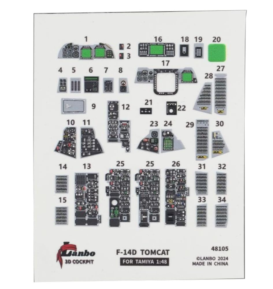 

Lambo Models 1/48 F-14D Interior 3D Decal (for Tamiya) Plastic Model Decal LNB48105 (Airplane)