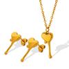 Niche Design Wind Melting Heart Pendant Necklace Earrings Jewelry Set Titanium Steel Gold-Plated Versatile Model