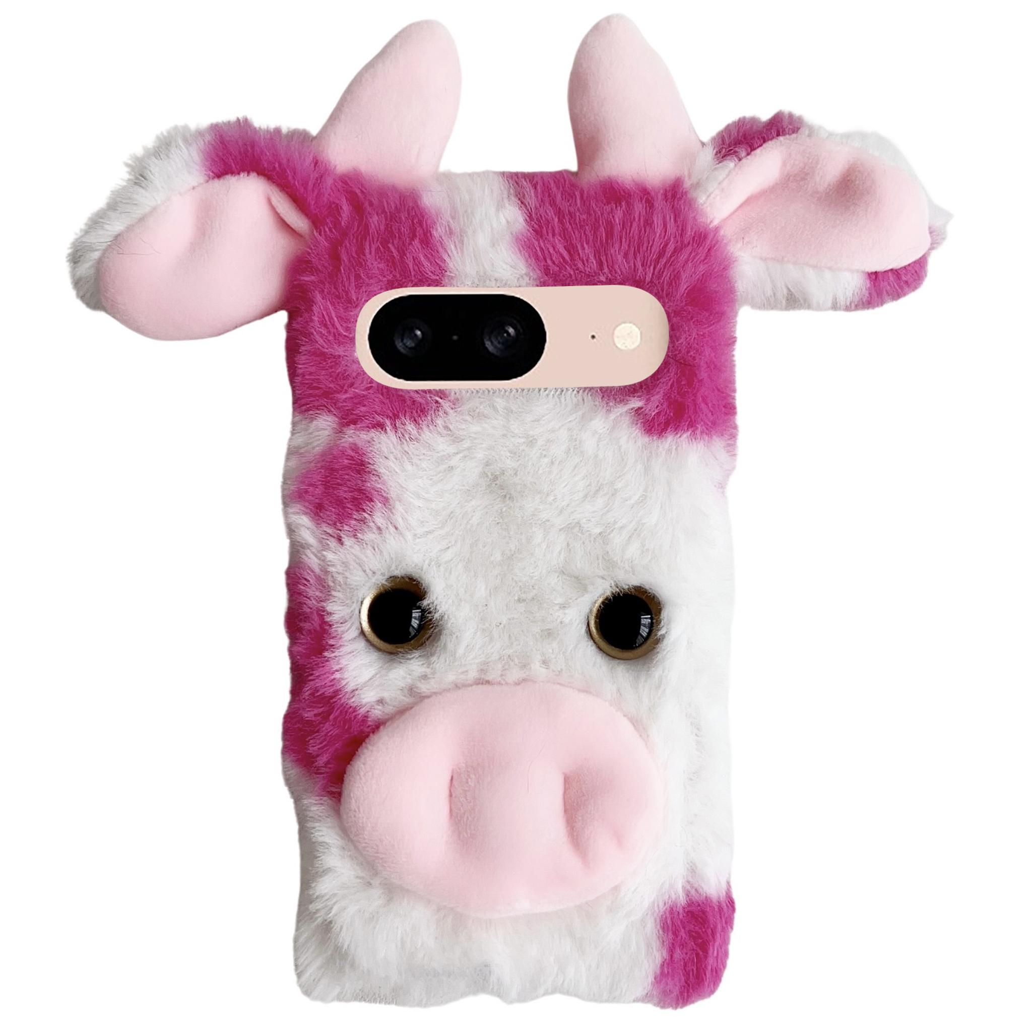 

Пушистый чехол-накладка в виде коровьих ушей для Google Pixel 9/9 Pro, противоударный чехол для телефона из ТПУ Rose