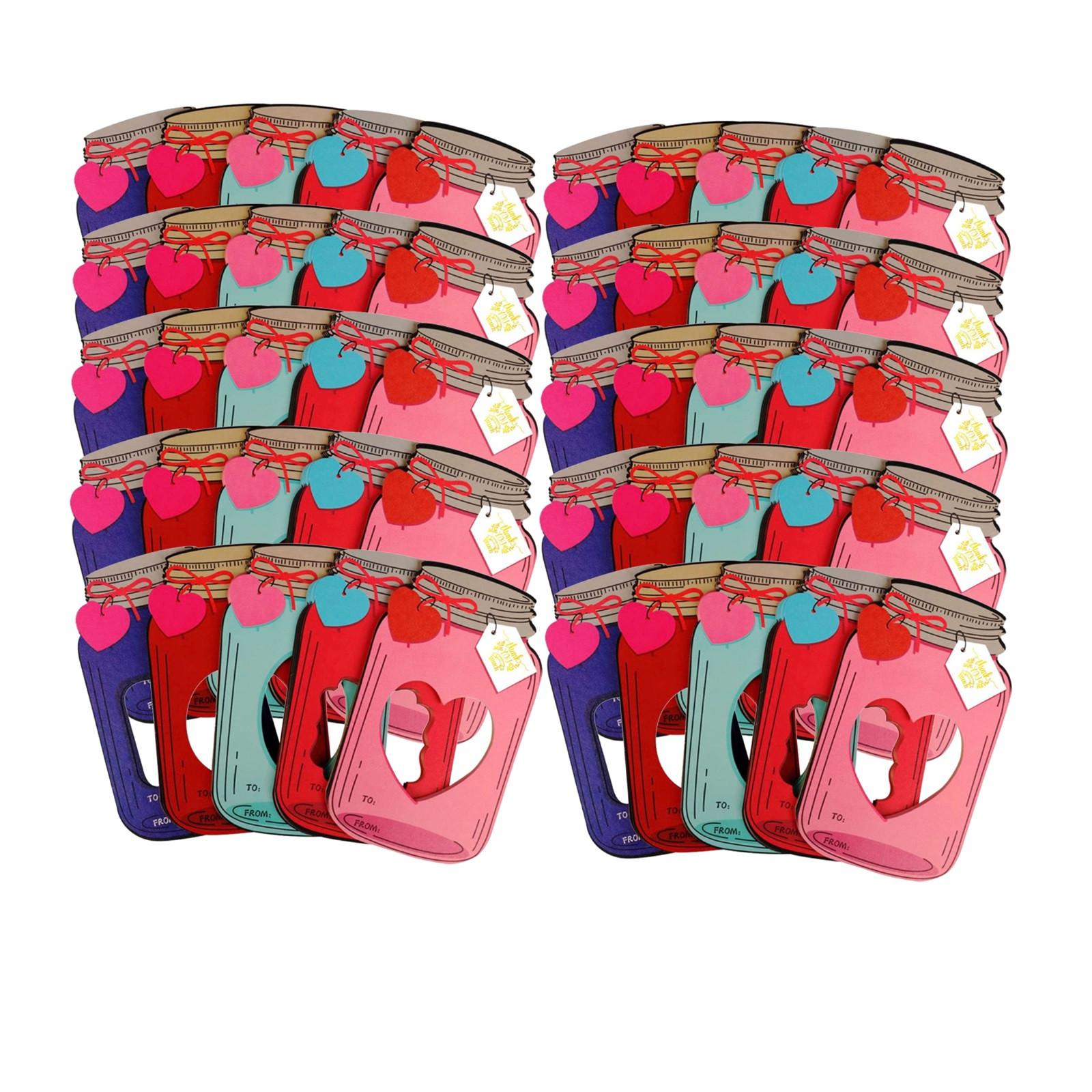 

50 открыток со сладостями на День святого Валентина с дрейфующими открытками в форме бутылок для обмена подарками на вечеринку в честь Дня святого Валентина One Size