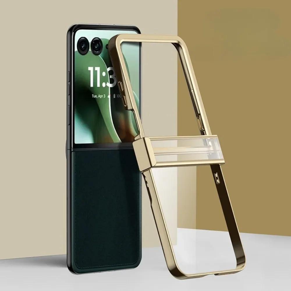 

Electroplated Transparent Cover For Motorola Razr 60 50 40 Ultra Moto Razr 60 50 40 Hard Shell Phone Case Hinge Protective Motorola Razr 50 Ultra золотистий
