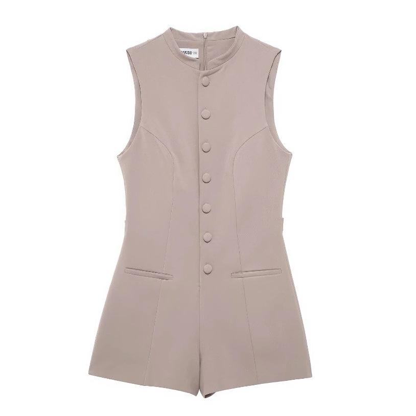 

TAOP&ZA Women s Elegant Round Neck Button Sleeveless Jumpsuit L