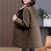 Chaqueta de Algodón a Cuadros Diamante de Alta Gama 6XL para Mujer Primavera Otoño Casual Ligera Delgada Abrigo de Algodón Pequeño Exterior de Ocio Femenino