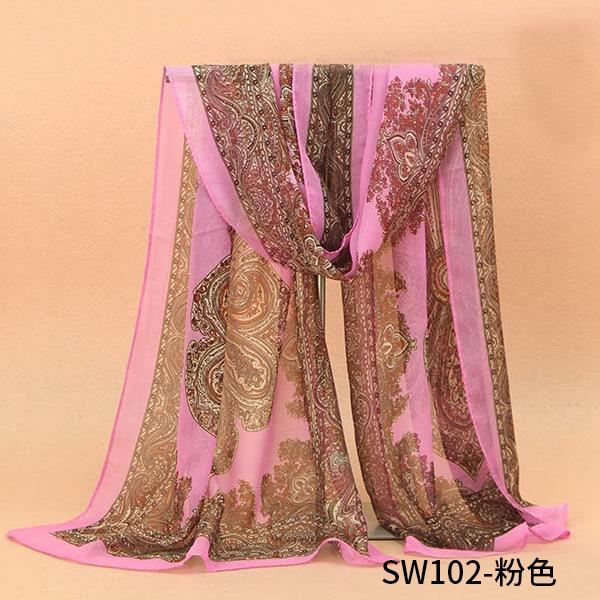 Women Long Chiffon Flower Scarf Sheer Wrap Neck Shawl Stole