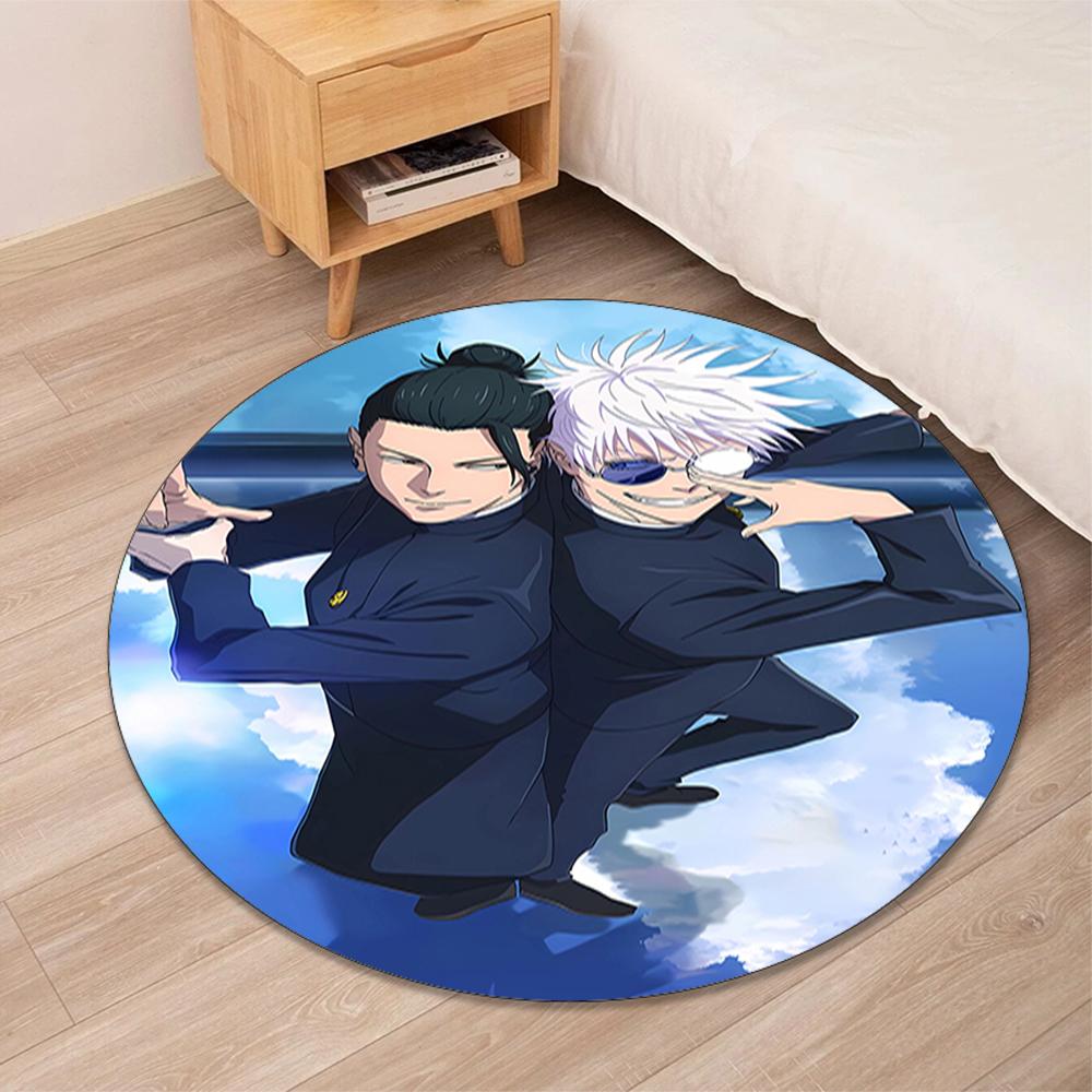Jujutsu Kaisen Printed Round Rug Carpet Chair Rug Area Rug Entryway Doormats,for Office Chair Living Room Bedroom Kitchen Room.