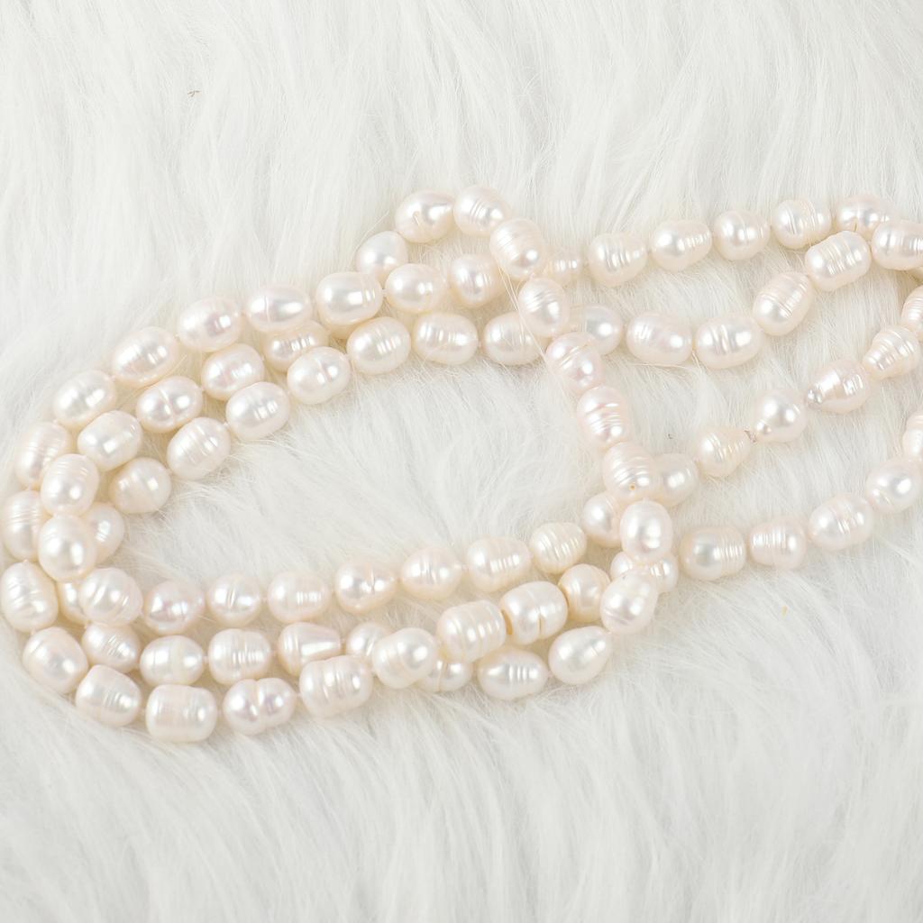 Natural Freshwater 10/11mm Large Threaded Pearl Beaded Sweater Chain Layered Wear Hand-knotted Necklace Strands Fashion Jewelry