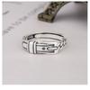 Verstelbare Open Ring Met Vintage Riemgesp Bedel Ketting Detail Sterling Unisex Retro Geometrisch Vinger