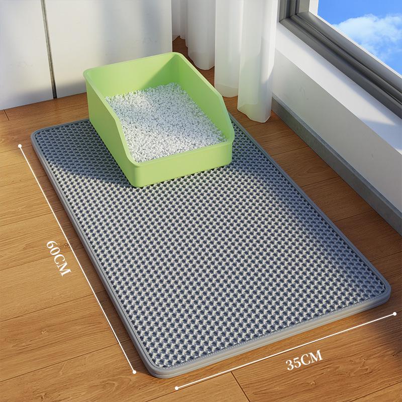 Extra Large Non-Slip Cat Litter Mat - Anti-Tracking, Anti-Splash, Scratch-Resistant, Double Layer, Leak-Proof Sand Control.
