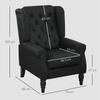 Retro Accent Chair, Linen Wingback Armchair with Wood Frame Button Tufted Design for Living Room Bedroom, Black