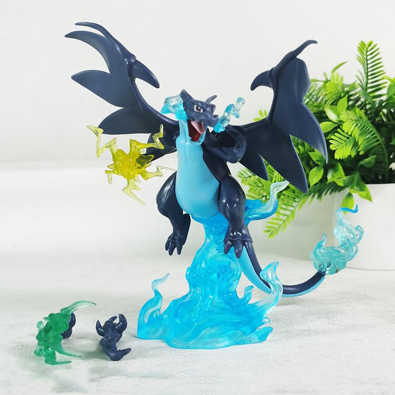 

18cm Pokemon Gk Super Charizard Anime Figure Blue Pet Elf Convertible Model Statue Desktop Decoration Children Birthday Toys X P Kid Friendly