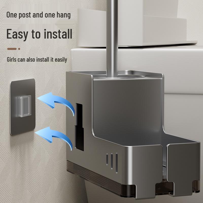 Punch-Free No Dead Angle Toilet Brush with Rack - Bathroom Cleaning Tool