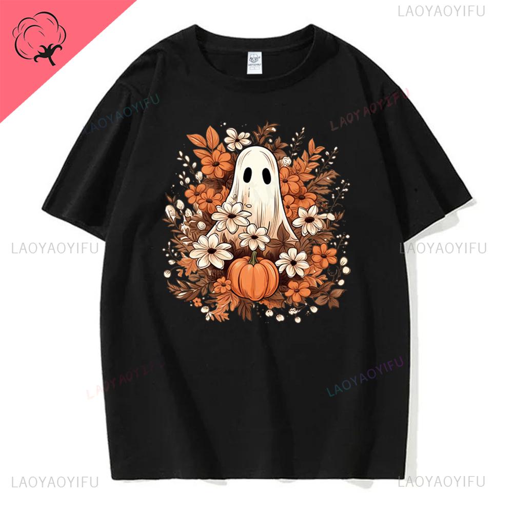Halloween Familj Matchande T-shirts Söta Spöklika Halloween Party T-shirts Pumpatryck Kortärmade Kläder Mode Trend T-shirts