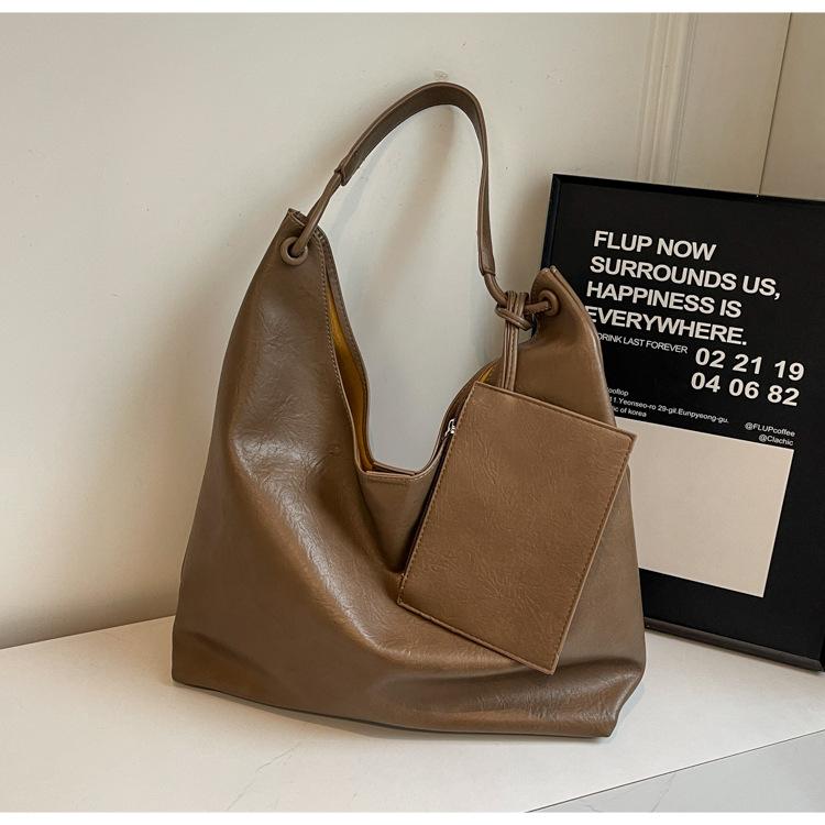 Retro Tote Bag for Women, 2025 New Fashion Shoulder Bag, Simple Commuter Work Bag, Large Capacity PU Leather Handbag