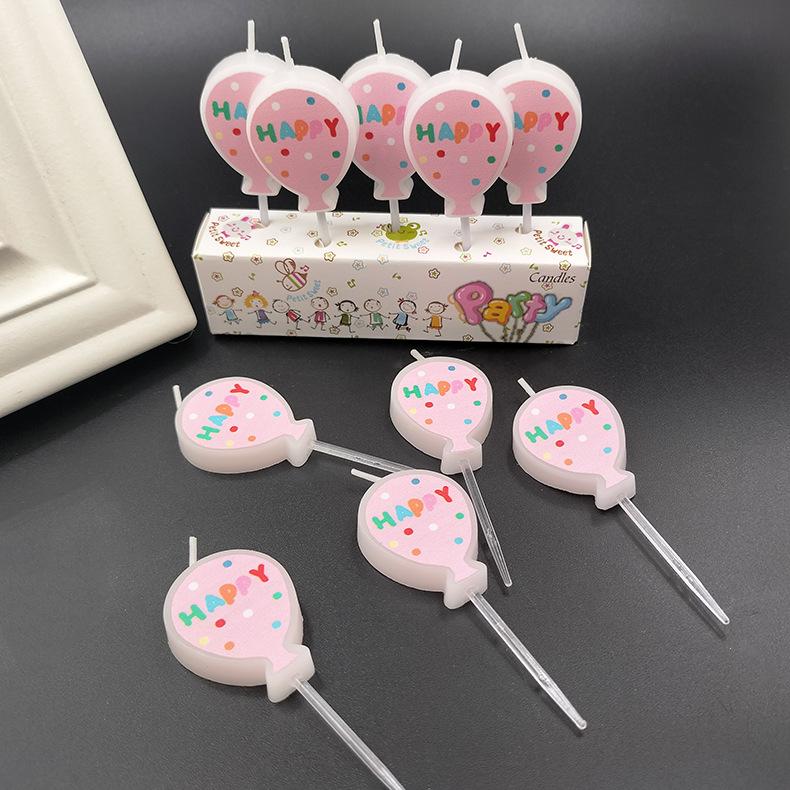 Pink Balloons In English Happy Birthday Candles Children's Cake Party English Letters Balloon Birthday Candles