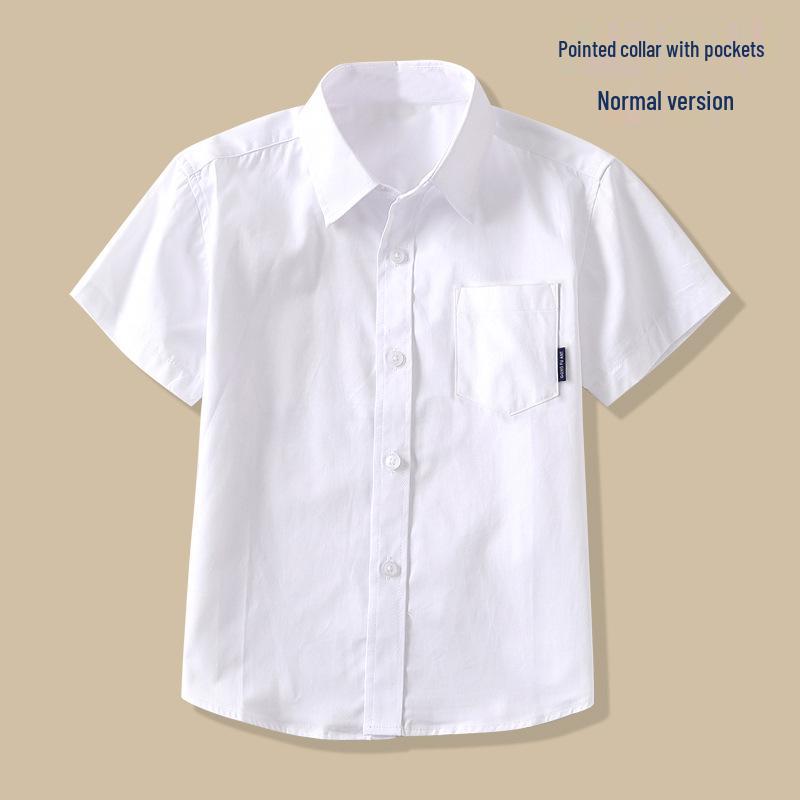 Kinder Kurzarm Weißes Baumwollhemd - Sommer Schuluniform für Jungen und Mädchen