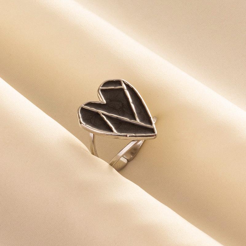 Punk Vintage Black Enamel Ring Stainless Steel Open Rings For Women Men Jewelry Fire Evil Eye Bague Acier Inoxydables Femme Gift