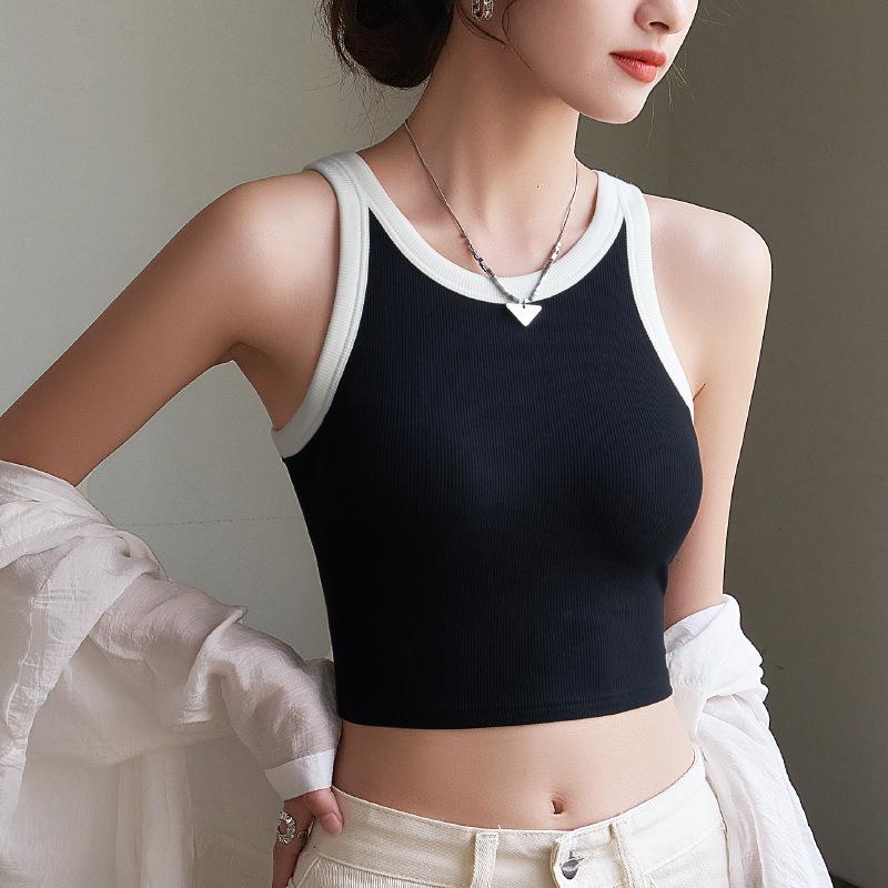 

Женская летняя кофточка с подкладкой 2023 г.: Стильный топ с открытым пупком и красивым дизайном спины M