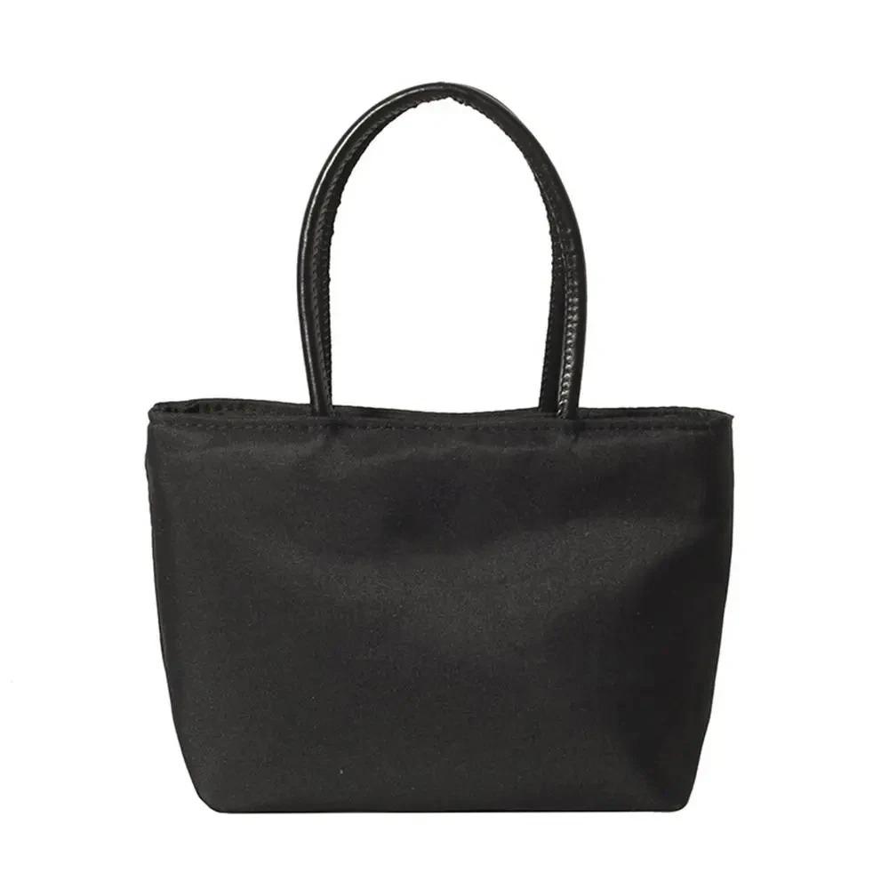 

Women s Mini Tote Bag Gift Nylon High-capacity Single Shoulder Bags Waterproof Solid Color HandHold Bag Shopping Commuting Bag чёрный