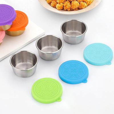 1 Unidad Contenedor para Aderezo de Ensalada con Vaso Reutilizable de Acero Inoxidable de 1.35 oz/40 ml y Tapas de Silicona a Prueba de Fugas para Fiambrera y Picnic