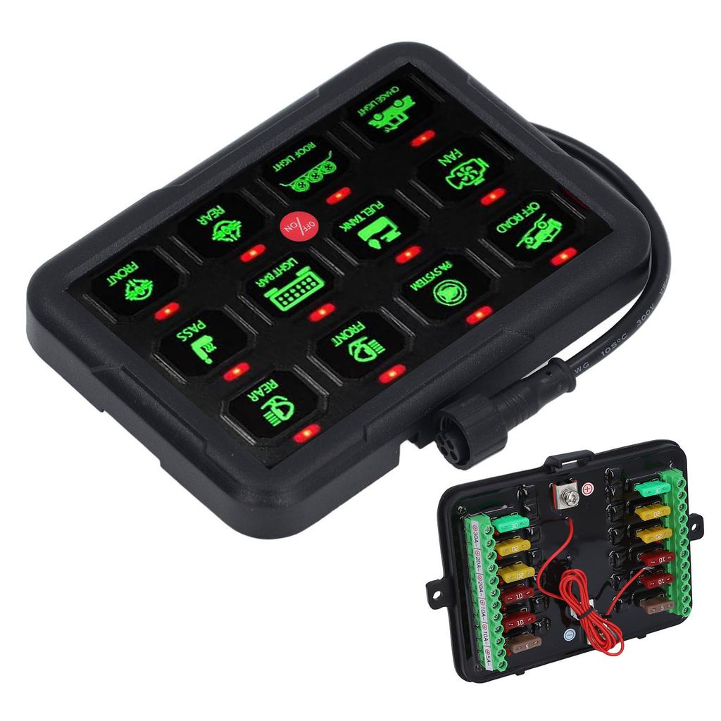 12 Gang Switch Panel Auto Dimmable RGB Circuit Control Relay System for Car Ship LED Light Fan