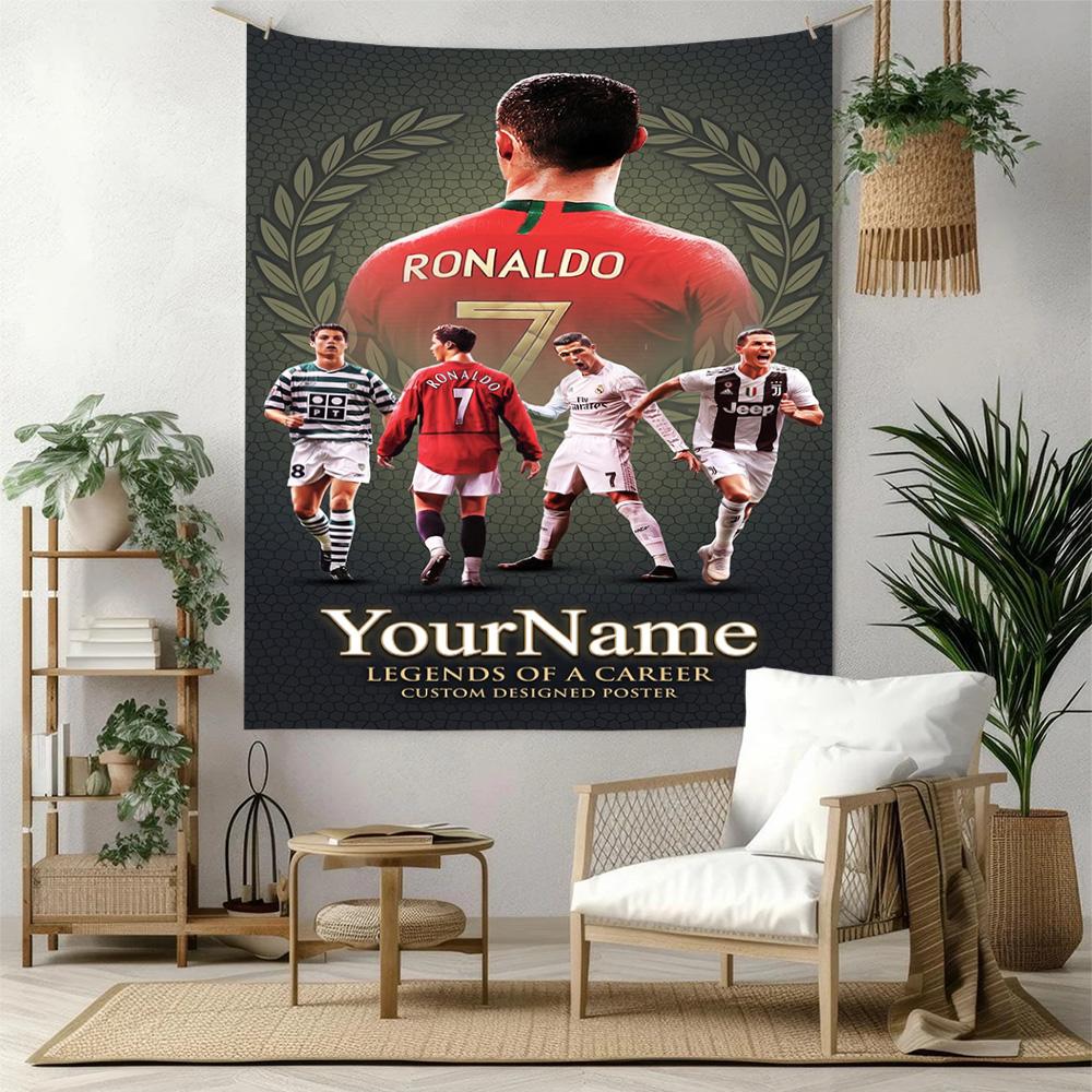 Cristiano Ronaldo Custom Your Name Wall Decor Tapestry Art For Pet Memorial Birthdaywedding Party Backdrop Family Gift