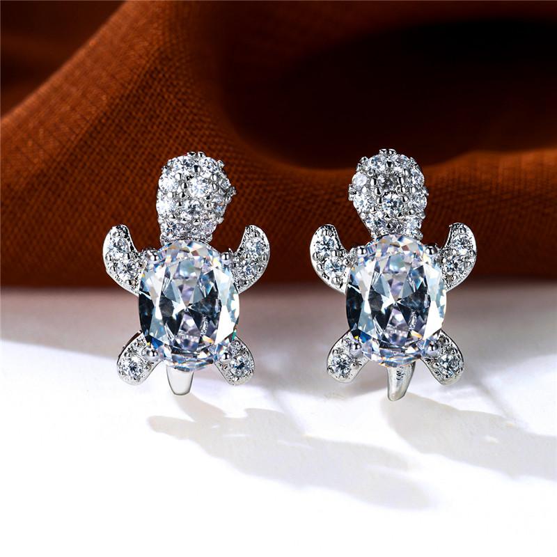 Female Rainbow Small Oval Turtle Crystalline Stone For Women Earrings Classic Color Wedding Occasion Party Event Bridal JewelryClassic Earrings