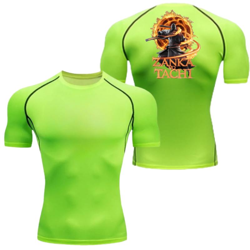 Comfortable Fitness T-shirt for Men Bleach Graphic Breathable Slim Fit Top Summer Gym Jogging Training Elastic Fitness Suit Tee