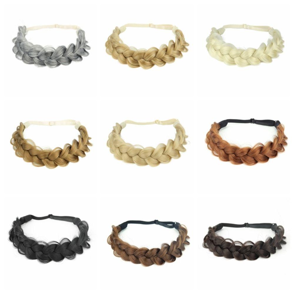 Adjustable Braided Hair Headband Golden/Brown/Black Handmade Hair Band Women