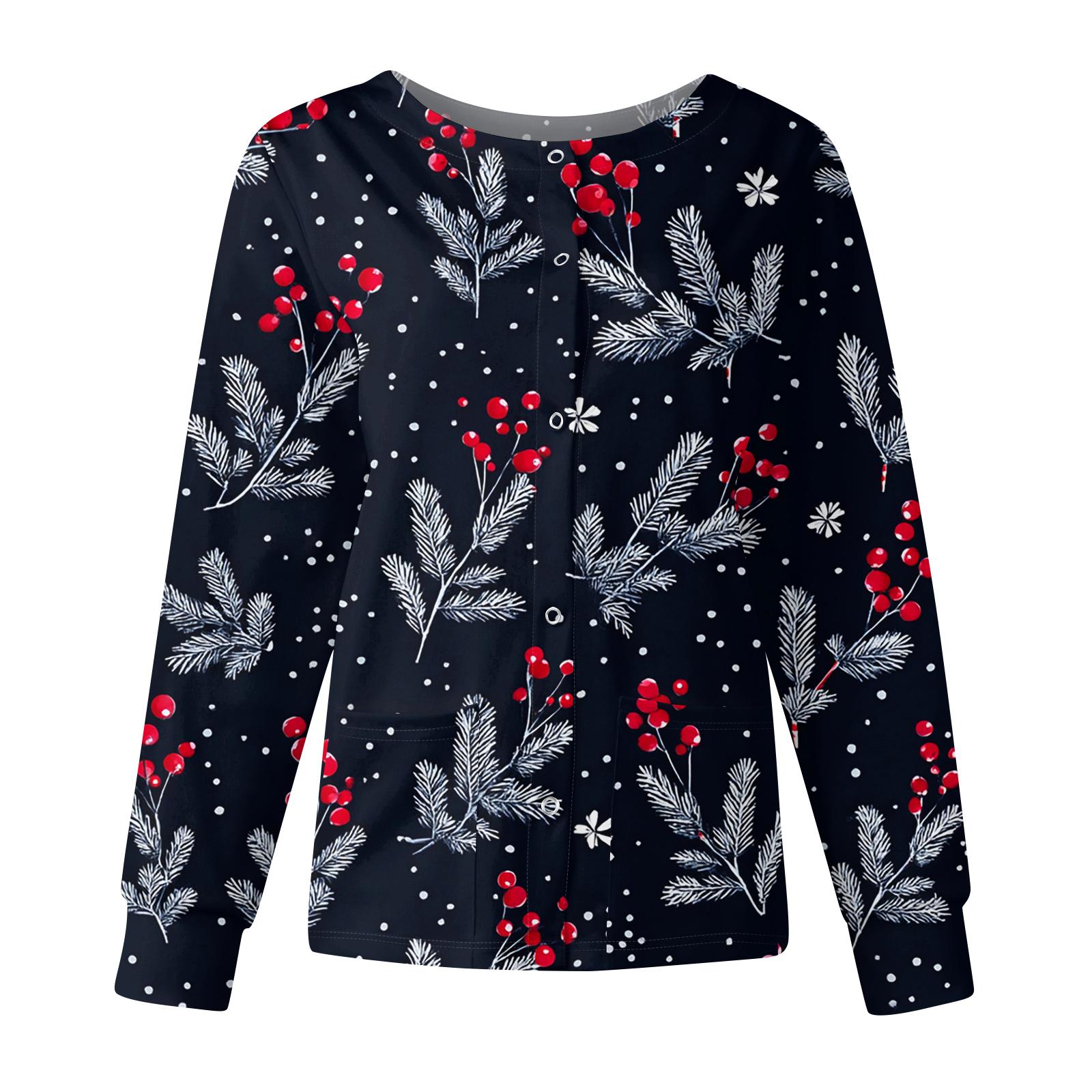

Женская повседневная модная куртка с длинным рукавом, воротником-стойкой, на одной пуговице, с рождественским принтом, рабочая куртка, топы XXXL чёрный