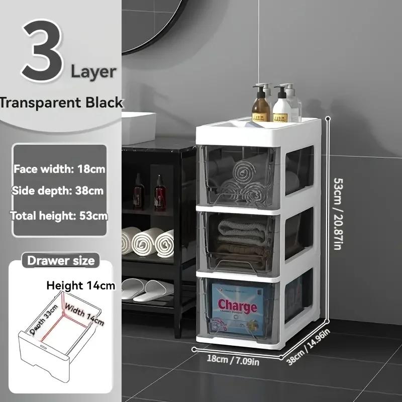 Multilayer Storage Organizer, Spacer Rack for Bathroom, Kitchen, Living Room, Bedroom Essentials, Floor Cabinet with Drawers