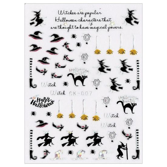 

Хэллоуин наклейки для дизайна ногтей мультфильм тыква шляпа ведьмы паук призрак черный кот череп узор ногтей DIY наклейка вечерние сувениры J