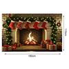 Christmas Fireplace Scene Background 180x10cm Polyester Backcloth For Xmas Photography Home 2025 Party Decorations Banners