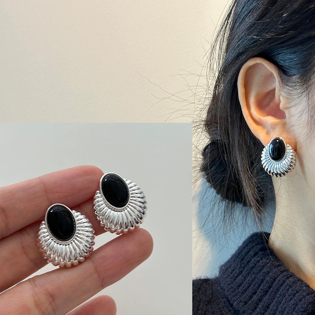 925 Silver Chunky Hoop Earrings for Women Geometric Circle Punk Ear Jewelry Party Gifts New