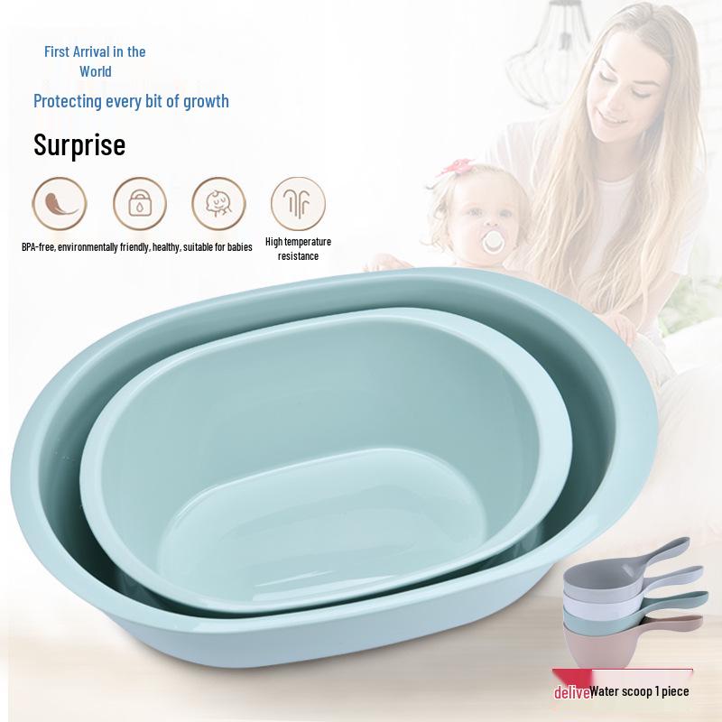 Large Oval Thickened Plastic Washbasin - Baby & Children's Bath or Laundry