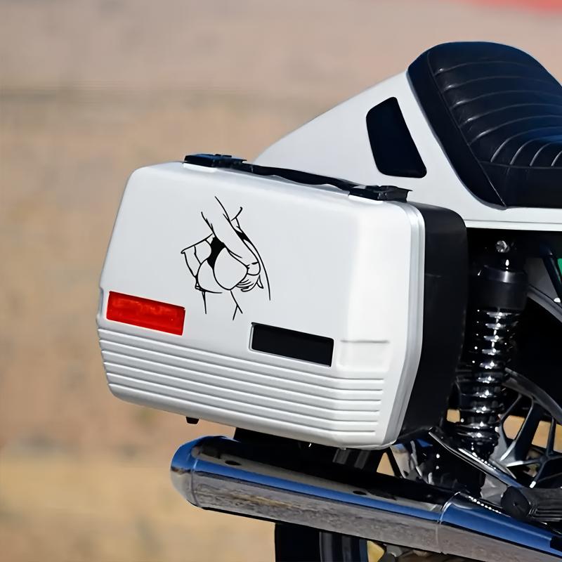 Ragazza carina che gioca con adesivi creativi e divertenti con contorno di personaggio per fan e amanti dei cartoni animati, alta qualità per auto camion moto