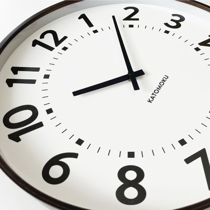 KATOMOKU Plywood Clock, Size 17, Brown, km-106BR, Wall Clock with Sweep Movement, 36cm Diameter (quartz Clock)