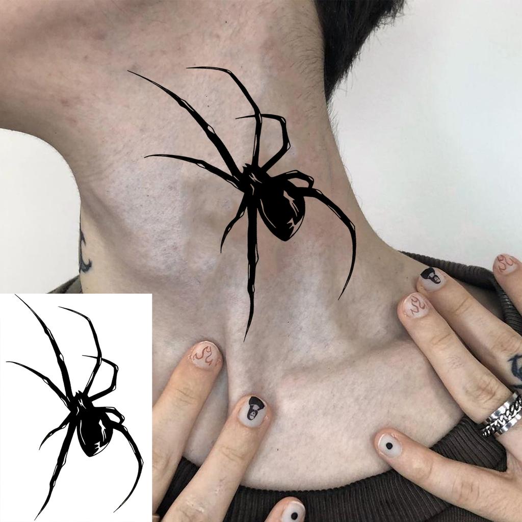 1 Sheet Spider Medusa Tiger Temporary Tattoos For Adult Hands Neck, Halloween Temp Fake Tattoo Sticker Realistic Tatoo Last Long