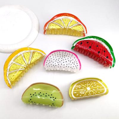 Acrylic Fruit Shark Clamp Cute Summer Spring Korean Version Creative Design Hair Clip Stylish Professional Salon Hair Accessorie