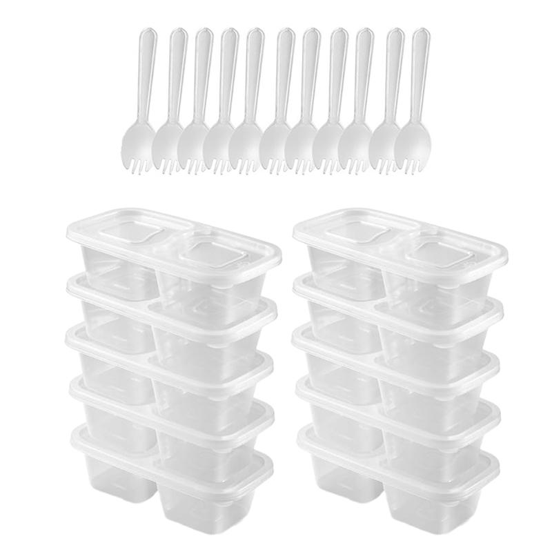 Seyahat Atıştırmalık Kapları 2 Bölmeli, Kapaklı Sos Fincanları Kompakt Gıda Saklama Kutusu Yetişkinler İçin