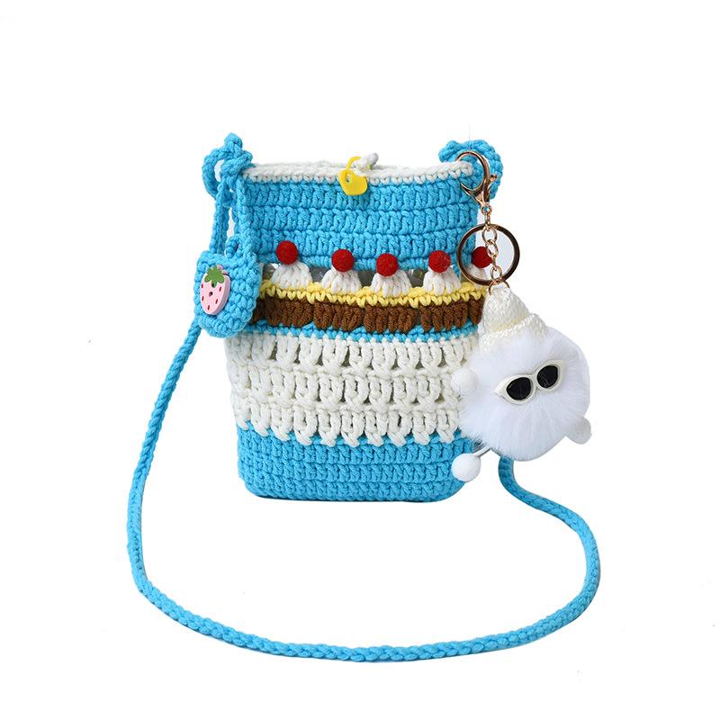 Niche Design Hollow Knitted Woven Bag Women's Summer 2025 New Casual Messenger Bag High-end Bucket Bag