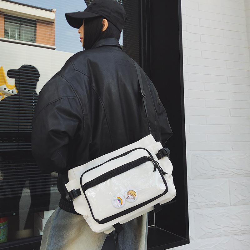 Schoolbag messenger bag women's 1011 new fashion tooling large-capacity messenger bag men's casual versatile student class shoulder bag