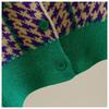Plaid O-Neck Vintage Acrylic Knitted Women's Cardigan Sweater Korean Fashion Short Cardigan for Women