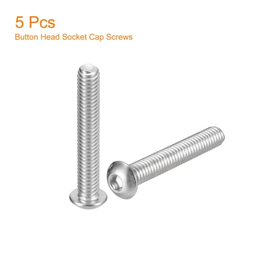 uxcell Hex Socket Cylindrical Head Screws, Button Head Socket Cap Screws, Hex Bolt Screws, Full Thread Hex Drive Screws, 5/16-18 X 2", 304 Stainless S