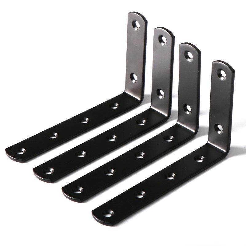 125x75 Black L-Shaped Angle Bracket for Wall Mounting, 90° Right Angle Iron Brace, Cargo Support Fastener